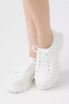 Кроссовки на шнуровке и подошве с выступами Forever 21, белый