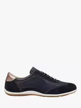Кроссовки на шнуровке из кожи и замши vega Geox, цвет Navy/Blue