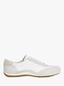 Кроссовки на шнуровке из кожи и замши vega Geox, цвет Off White/Ice
