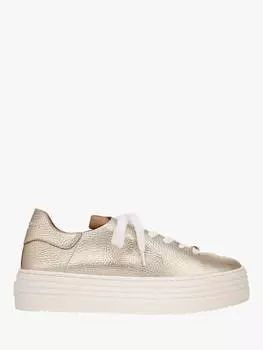 Кроссовки на шнуровке из натуральной кожи в горошек Sam Edelman, золотой