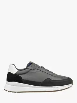 Кроссовки на шнуровке из смеси замши branthon Geox, цвет Graphite/Dark Grey