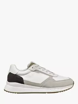 Кроссовки на шнуровке из смеси замши branthon Geox, цвет Light Grey/White