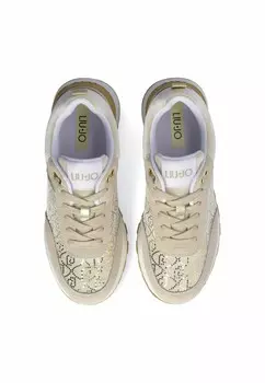 Кроссовки на шнуровке LIU JO PLATFORM SNEAKERS WITH MICRO SEQUINS LIU JO, бежевый