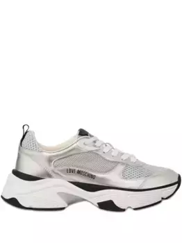 Кроссовки на шнуровке Love Moschino, серебяный