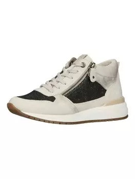 Кроссовки на шнуровке remonte, цвет beige/schwarz