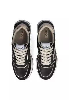 Кроссовки на шнуровке SUEDE AND SHINY PLATFORM LIU JO, черный