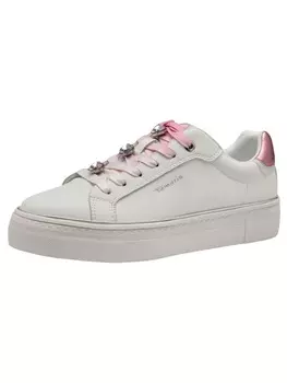 Кроссовки на шнуровке Tamaris, цвет white/pink