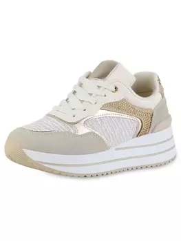 Кроссовки на шнуровке VAN HILL, цвет beige metallic
