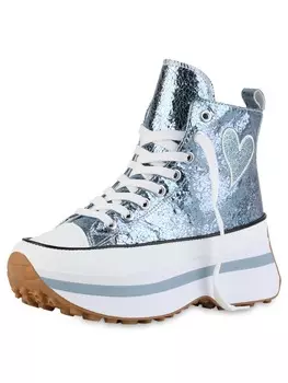 Кроссовки на шнуровке VAN HILL, цвет blau metallic