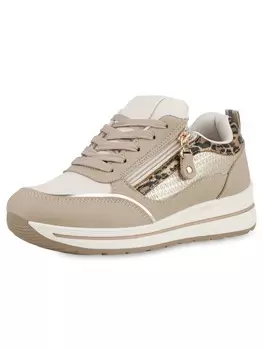 Кроссовки на шнуровке VAN HILL, цвет khaki metallic