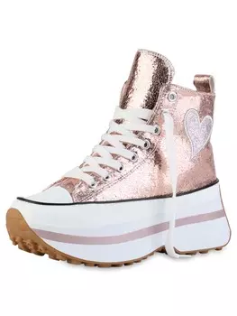 Кроссовки на шнуровке VAN HILL, цвет rose gold