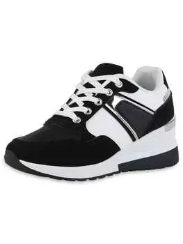 Кроссовки на шнуровке VAN HILL, цвет schwarz silber metallic