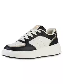 Кроссовки на шнуровке VAN HILL, цвет schwarz beige metallic