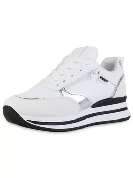 Кроссовки на шнуровке VAN HILL, цвет weiss silber metallic