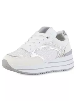 Кроссовки на шнуровке VAN HILL, цвет weiss metallic