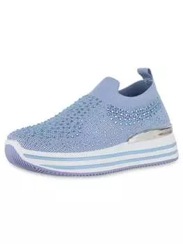 Кроссовки на шнуровке VAN HILL, светло-синий