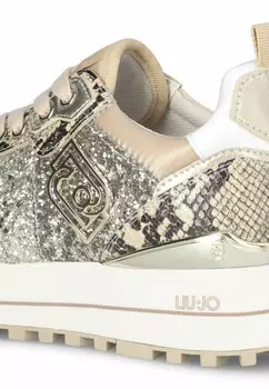 Кроссовки на шнуровке WITH GLITTER LIU JO, серо-коричневый