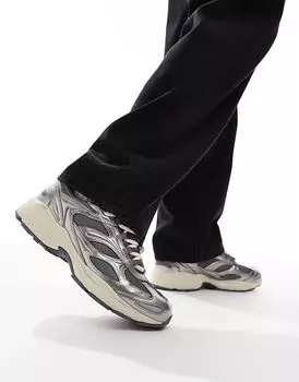 Кроссовки на толстой подошве цвета серебристый металлик Pull&Bear