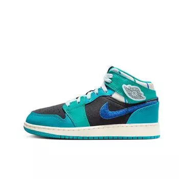 Кроссовки начальная школа AIR JORDAN 1 MID SE GS Jordan, цвет Navy / Gold