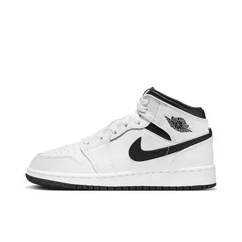 Кроссовки начальная школа AIR JORDAN 1 MID GS Jordan, цвет Black/Cement Grey-Fire Red-Sail