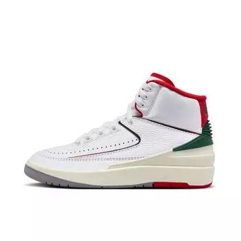 Кроссовки начальная школа AIR JORDAN 2 RETRO ITALY GS Jordan, цвет White/Fire Red-Cool Grey
