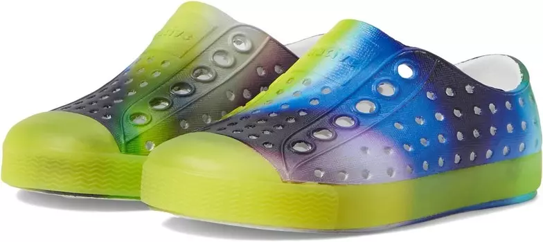 Кроссовки Native Shoes Kids Jefferson Print, цвет Shell White/Pickle Green Glow/Space Blur