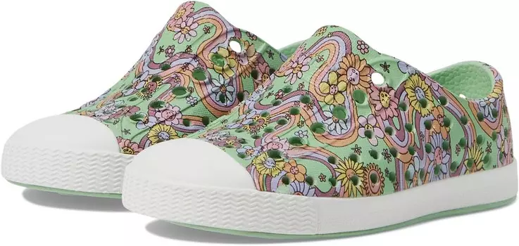 Кроссовки Native Shoes Kids Jefferson Print, цвет Fig Green/Apricot Orange Stripe/New Floral