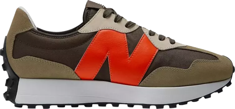 Кроссовки New Balance 327 'True Olive Vibrant Orange', зеленый