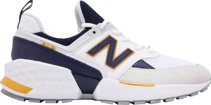 Кроссовки New Balance 574, белый/темно-синий/желтый