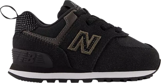 Кроссовки New Balance 574 Bungee Lace Toddler 'Black Metallic', черный