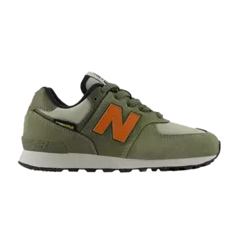 Кроссовки New Balance 574 Little Kid Dark Olivine Infield Clay, зеленый