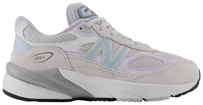 Кроссовки New Balance 990v6 Little Kid 'Grey Matter Bright Lavender', серый