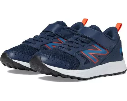 Кроссовки New Balance Kids Fresh Foam 650 Bungee Lace with Top Strap, цвет NB Navy/Blue Oasis