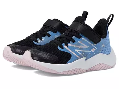 Кроссовки New Balance Kids Rave Run v2 Bungee Lace with Hook-and-Loop Top Strap, цвет Black/Blue Laguna
