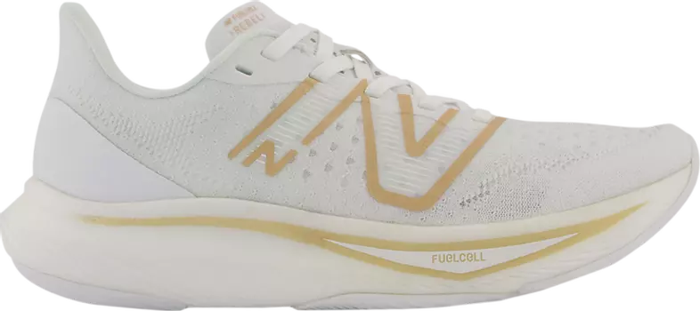 Кроссовки New Balance Wmns FuelCell Rebel v3 Wide 'White Gold Metallic', белый