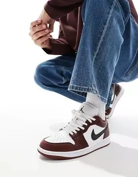 Кроссовки Nike Air 1 Low белого и темно-красного цвета Jordan