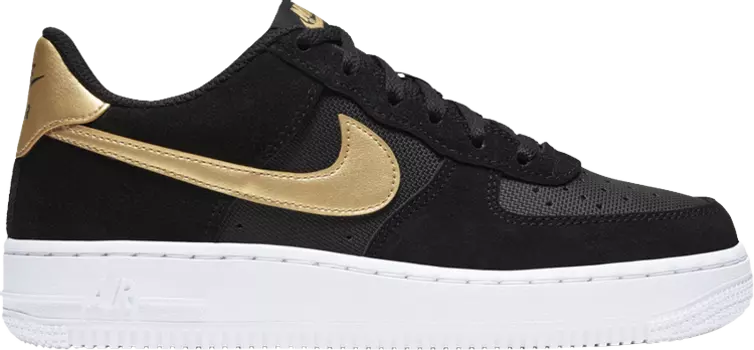 Кроссовки Nike Air Force 1 '07 LV8 GS 'Black Metallic Gold', черный