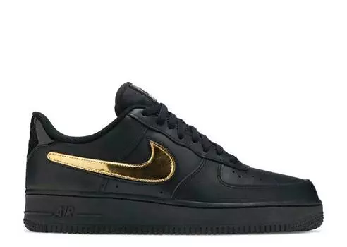 Кроссовки Nike AIR FORCE 1 LOW '07 LV8 'REMOVABLE SWOOSH - BLACK GOLD', черный