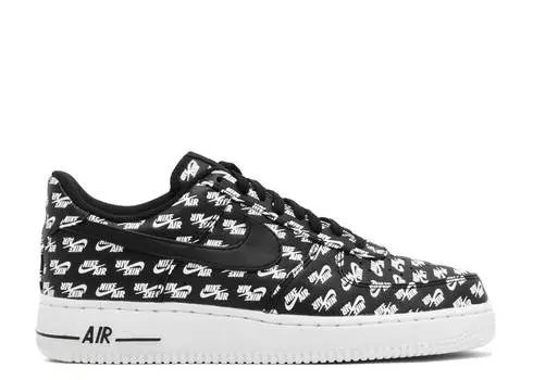 Кроссовки Nike AIR FORCE 1 LOW '07 QS 'ALL OVER LOGO BLACK', черный