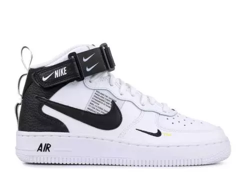 Кроссовки Nike AIR FORCE 1 MID LV8 GS 'WHITE BLACK', белый