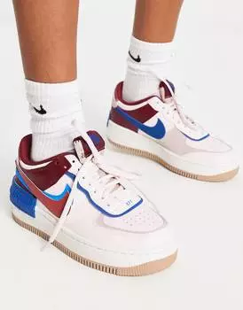 Кроссовки Nike Air Force 1 Shadow, белый/розовый/синий/бордовый
