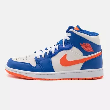 Кроссовки Nike Air Jordan 1 Mid Wht High-top, белый/синий/оранжевый