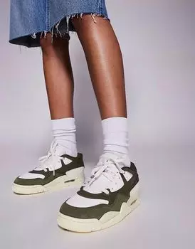 Кроссовки Nike Air Jordan Retro 4 в кремово-белом и хаки цветах