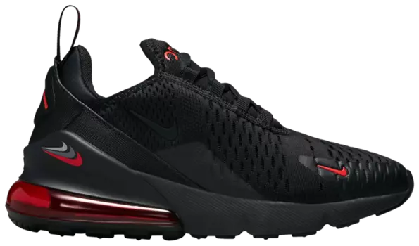 Кроссовки Nike Air Max 270 GS 'Multi-Swoosh - Black Habanero Red', черный