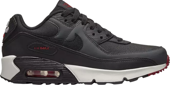 Кроссовки Nike Air Max 90 Leather GS 'Anthracite Team Red', черный