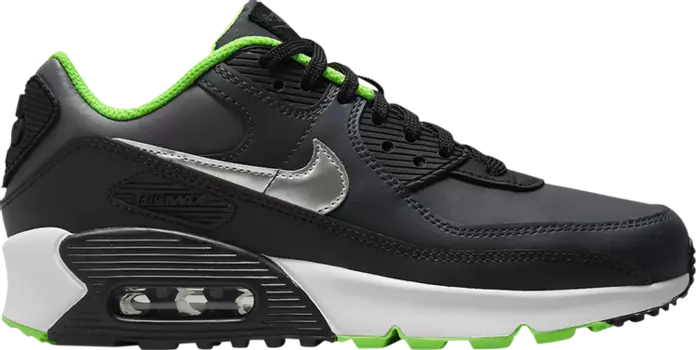 Кроссовки Nike Air Max 90 Leather GS 'Black Dark Smoke Grey', черный