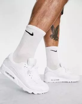 Кроссовки Nike Air Max 90 Recraft тройного белого цвета