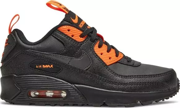 Кроссовки Nike Air Max 90 SE GS 'Black Total Orange', черный