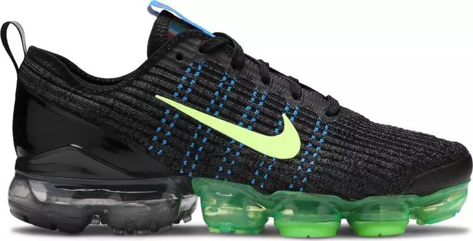 Кроссовки Nike Air VaporMax Flyknit 3 GS 'Black Ghost Green', черный