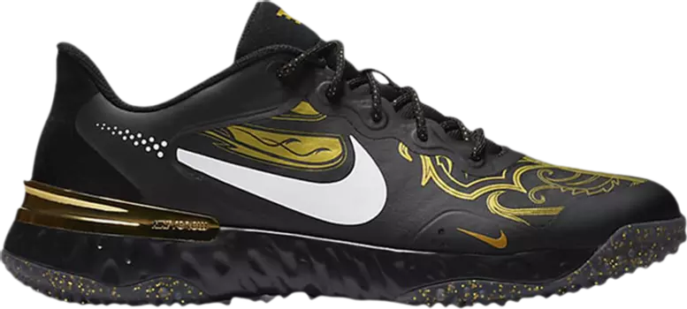 Кроссовки Nike Alpha Huarache Elite 3 Turf Premium 'Black Metallic Vivid Gold', черный